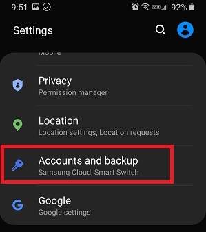 imap setup on android